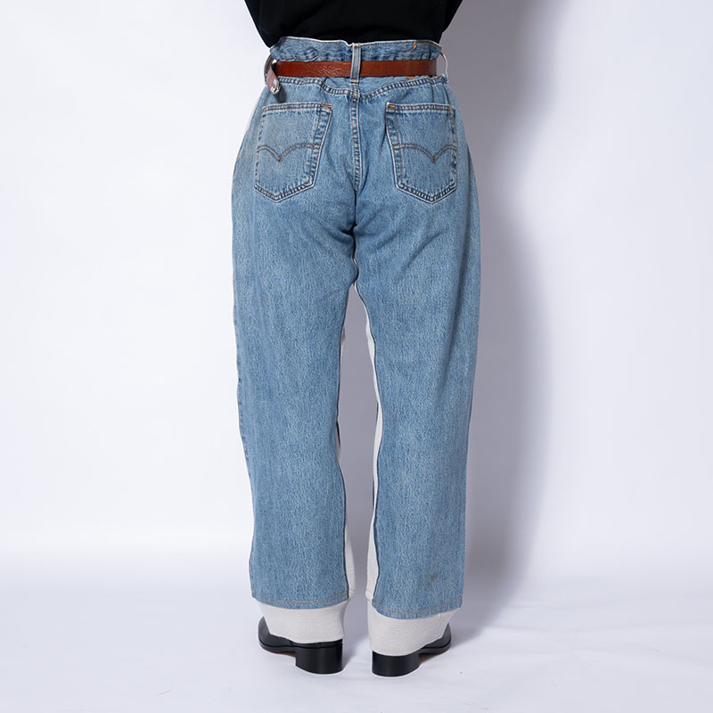 KNIT DOCKING DENIM PANTS -A-