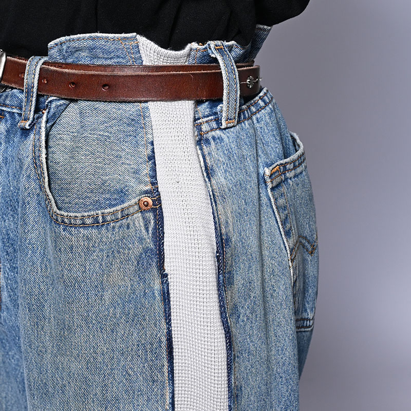 KNIT DOCKING DENIM PANTS -A-