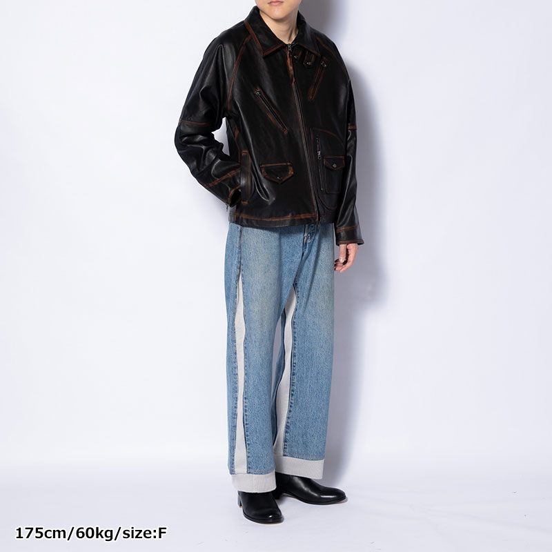 KNIT DOCKING DENIM PANTS -A-