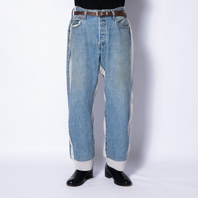 KNIT DOCKING DENIM PANTS -A-
