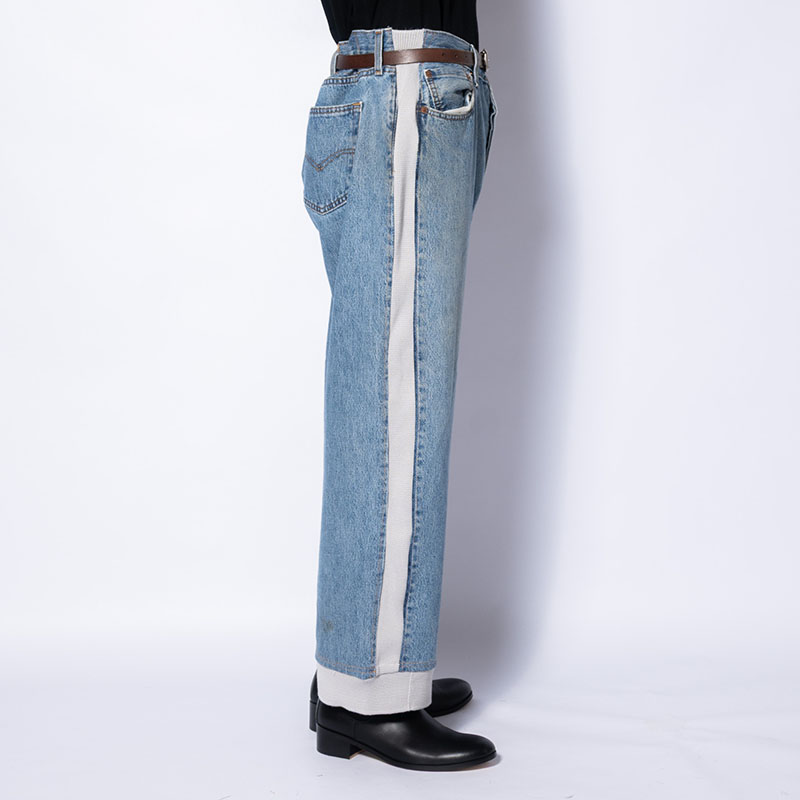 KNIT DOCKING DENIM PANTS -A-