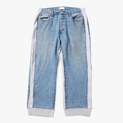 KNIT DOCKING DENIM PANTS -A-