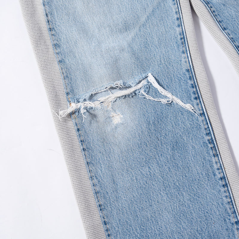 KNIT DOCKING DENIM PANTS -B-