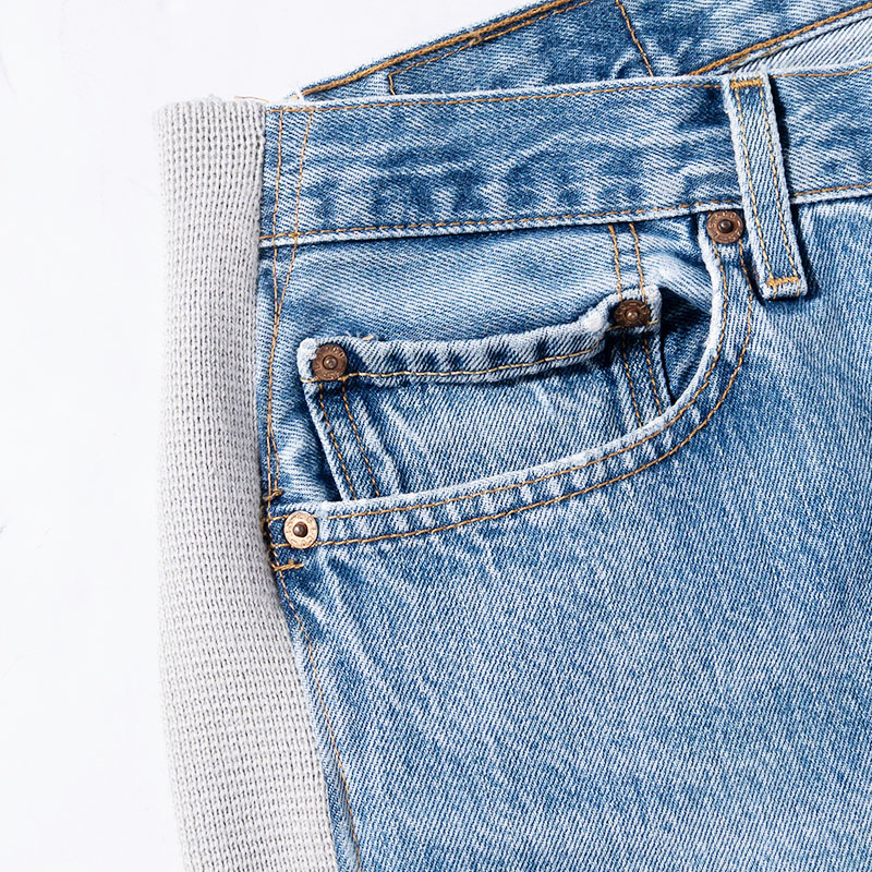 KNIT DOCKING DENIM PANTS -B-