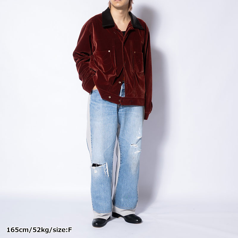 KNIT DOCKING DENIM PANTS -B-