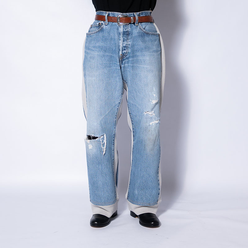 KNIT DOCKING DENIM PANTS -B-