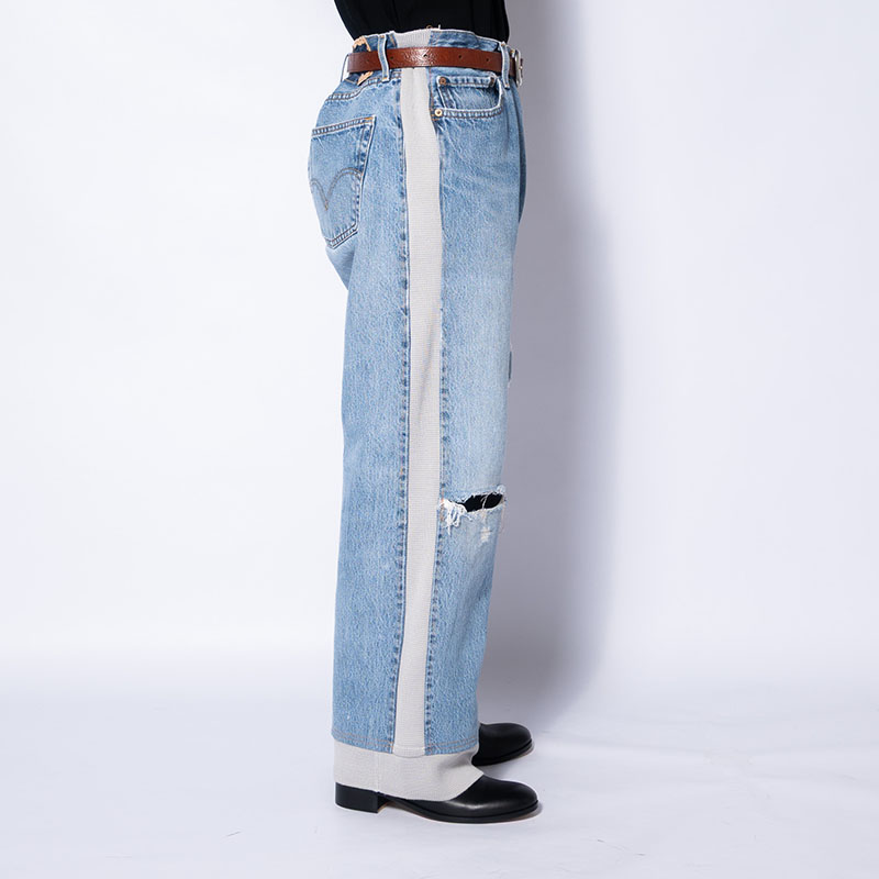 KNIT DOCKING DENIM PANTS -B-