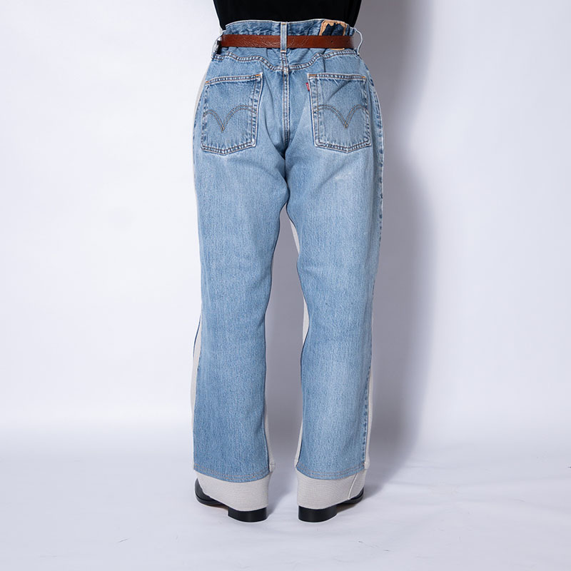 KNIT DOCKING DENIM PANTS -B-