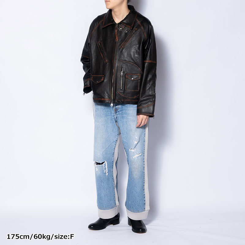 KNIT DOCKING DENIM PANTS -B-