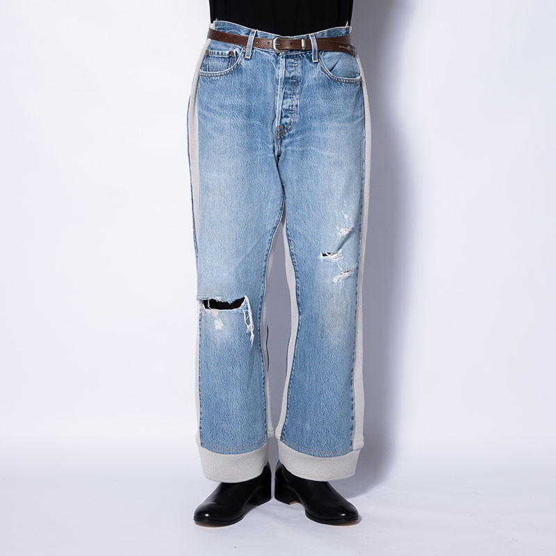 KNIT DOCKING DENIM PANTS -B-