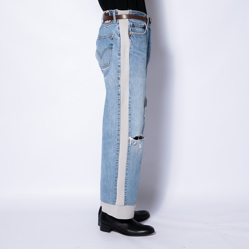 KNIT DOCKING DENIM PANTS -B-