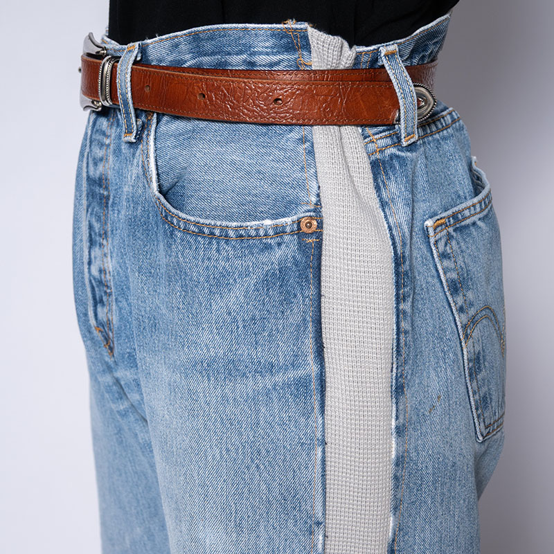 KNIT DOCKING DENIM PANTS -B-