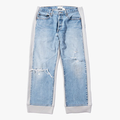 KNIT DOCKING DENIM PANTS -B-