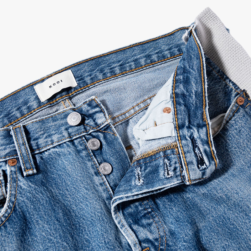 KNIT DOCKING DENIM PANTS -C-