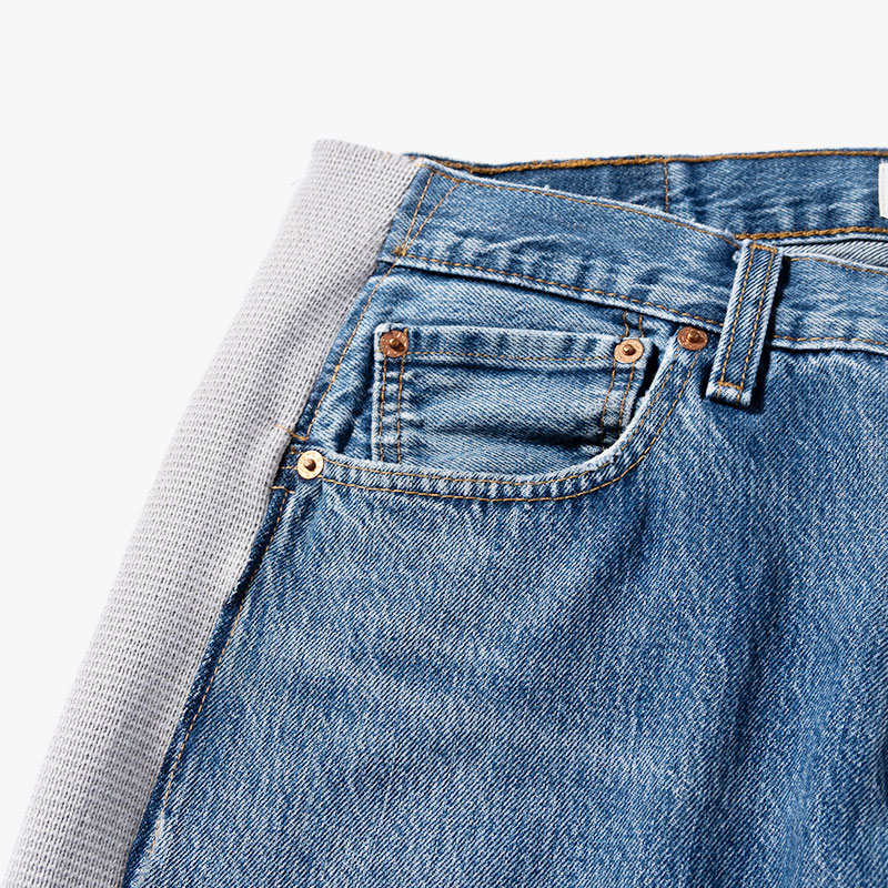 KNIT DOCKING DENIM PANTS -C-