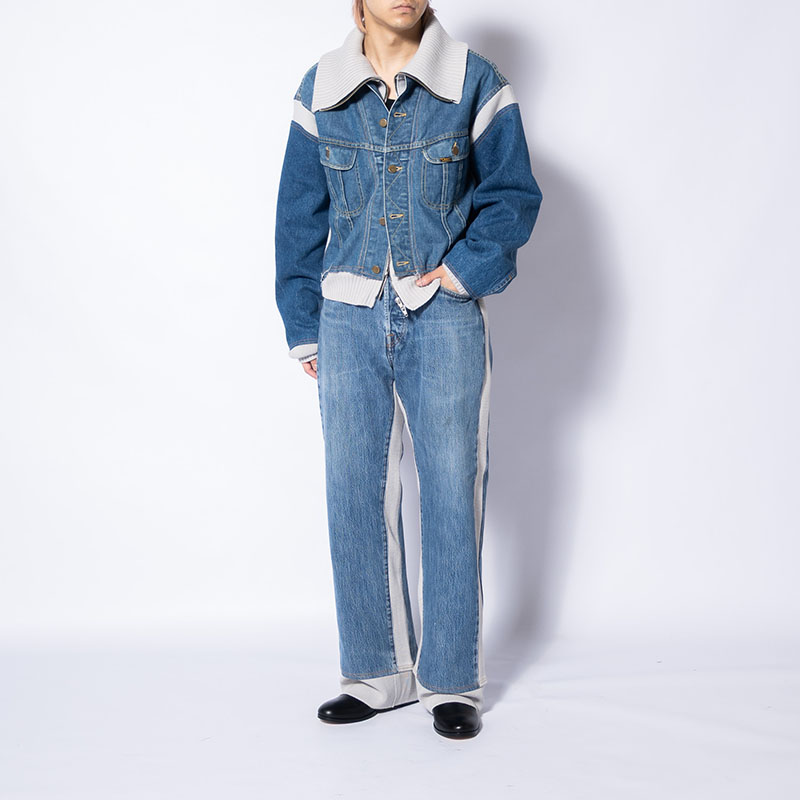 KNIT DOCKING DENIM PANTS -C-