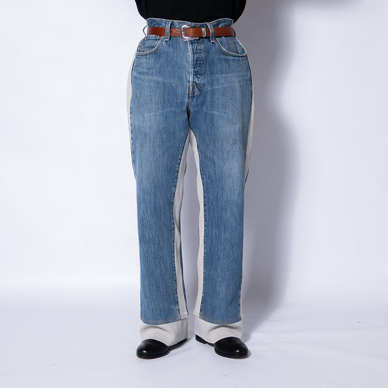 KNIT DOCKING DENIM PANTS -C-