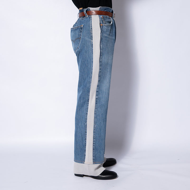 KNIT DOCKING DENIM PANTS -C-