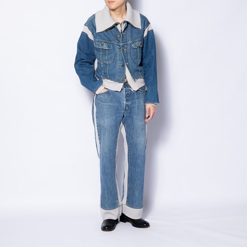 KNIT DOCKING DENIM PANTS -C-