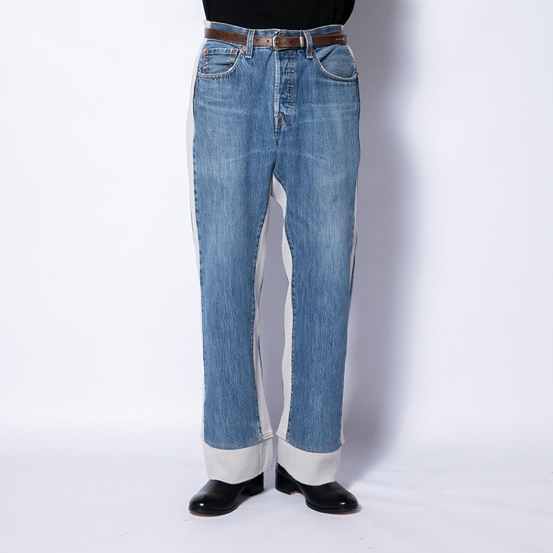 KNIT DOCKING DENIM PANTS -C-