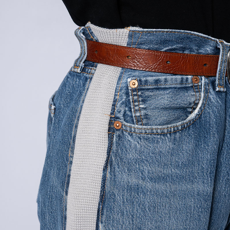 KNIT DOCKING DENIM PANTS -C-