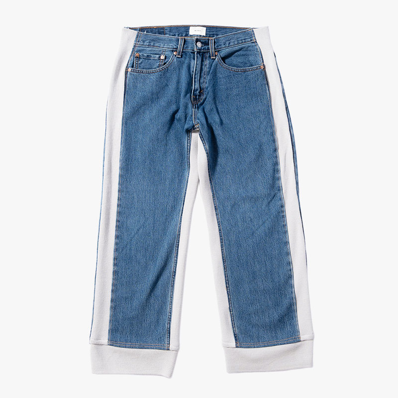 KNIT DOCKING DENIM PANTS -D-