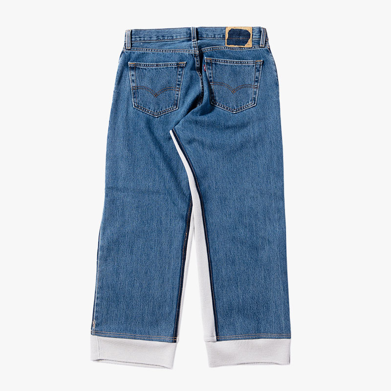 KNIT DOCKING DENIM PANTS -D-