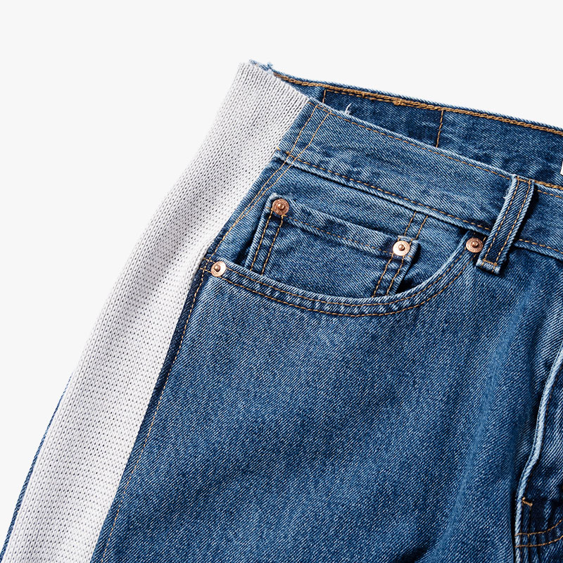 KNIT DOCKING DENIM PANTS -D-