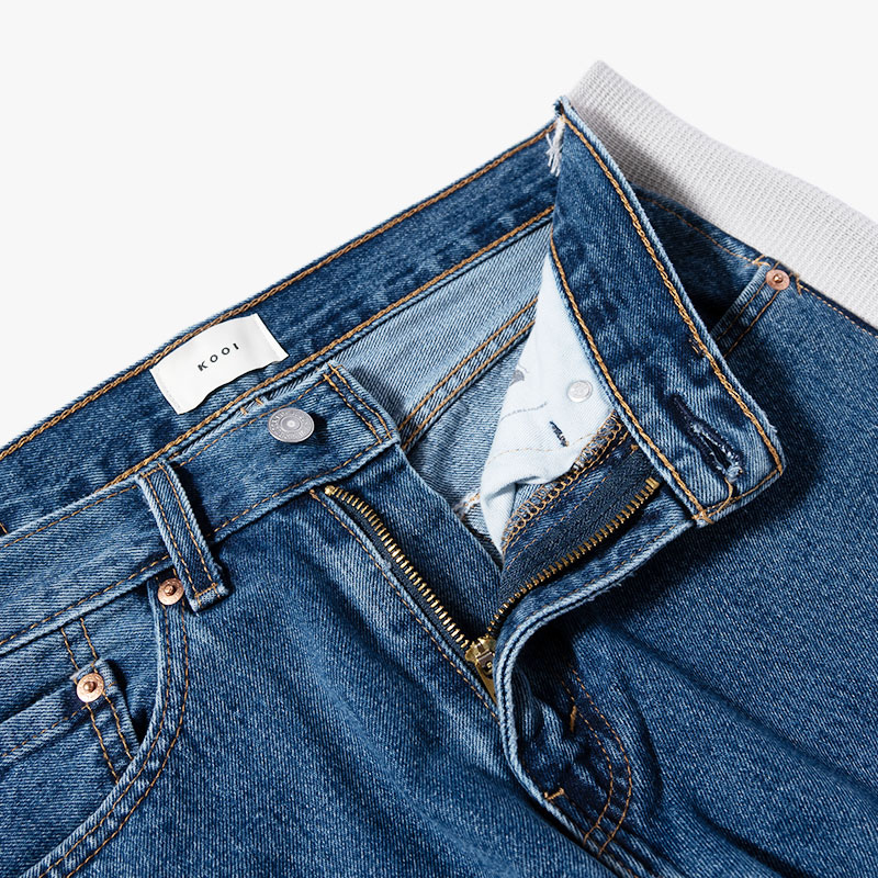 KNIT DOCKING DENIM PANTS -D-