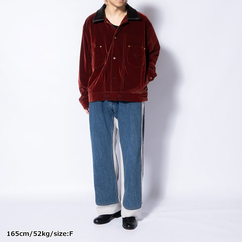 KNIT DOCKING DENIM PANTS -D-