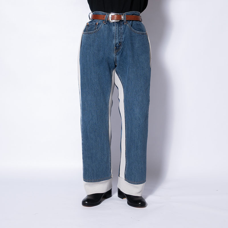 KNIT DOCKING DENIM PANTS -D-