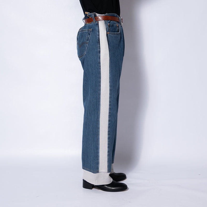 KNIT DOCKING DENIM PANTS -D-