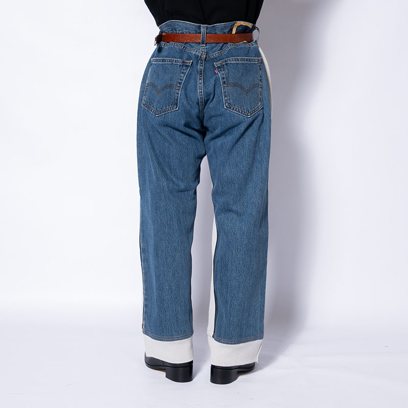 KNIT DOCKING DENIM PANTS -D-