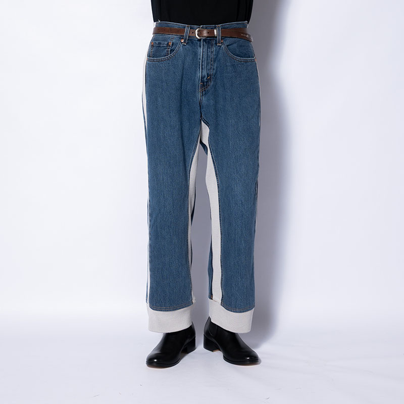 KNIT DOCKING DENIM PANTS -D-