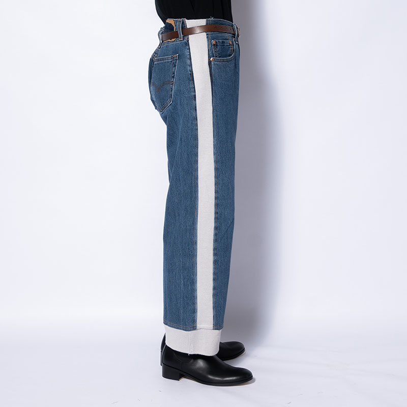 KNIT DOCKING DENIM PANTS -D-