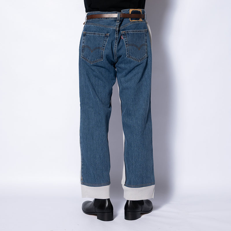 KNIT DOCKING DENIM PANTS -D-