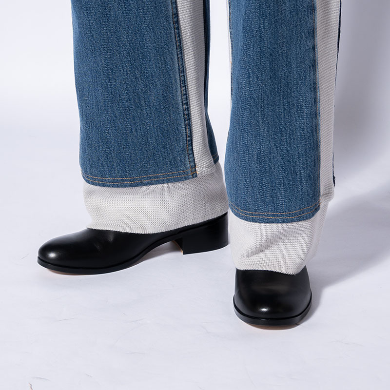 KNIT DOCKING DENIM PANTS -D-