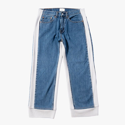 KNIT DOCKING DENIM PANTS -D-