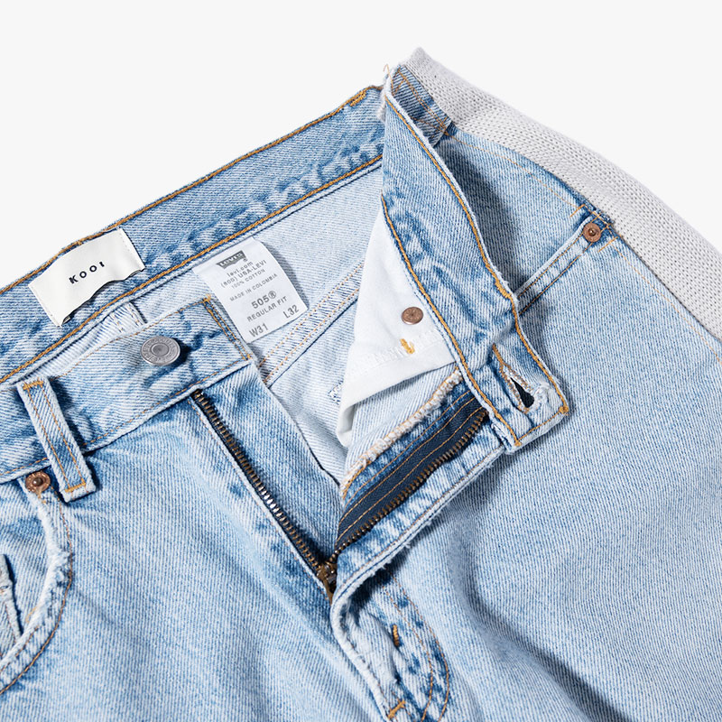 KNIT DOCKING DENIM PANTS -E-