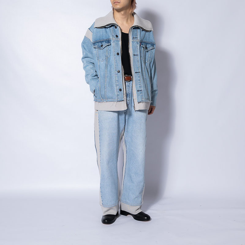 KNIT DOCKING DENIM PANTS -E-