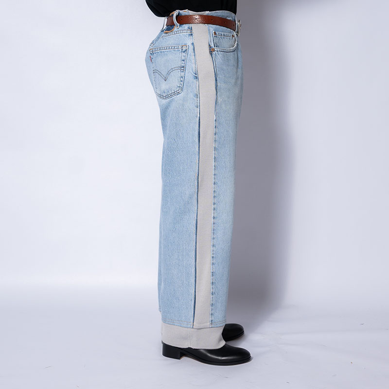 KNIT DOCKING DENIM PANTS -E-