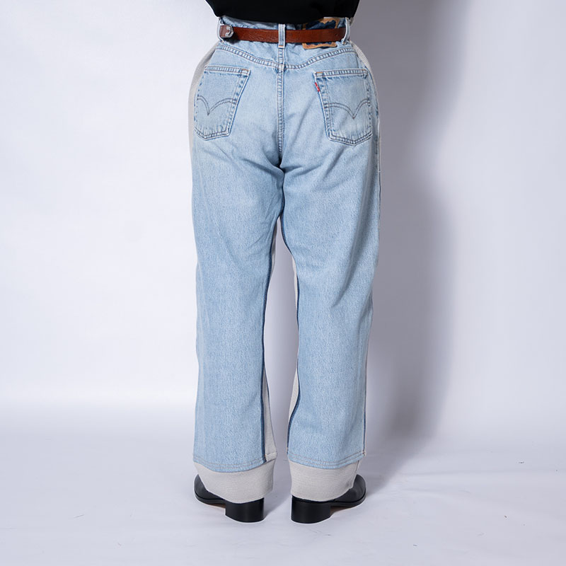 KNIT DOCKING DENIM PANTS -E-