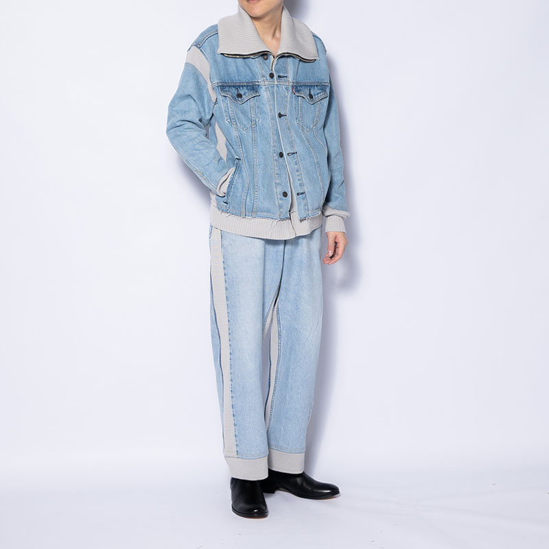 KNIT DOCKING DENIM PANTS -E-