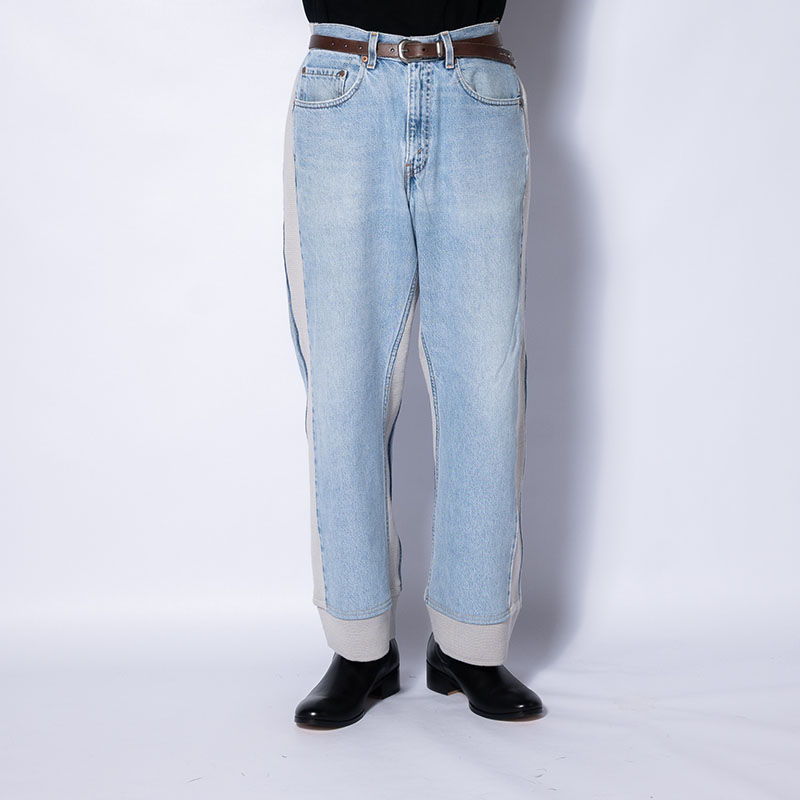 KNIT DOCKING DENIM PANTS -E-