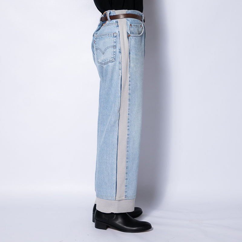 KNIT DOCKING DENIM PANTS -E-