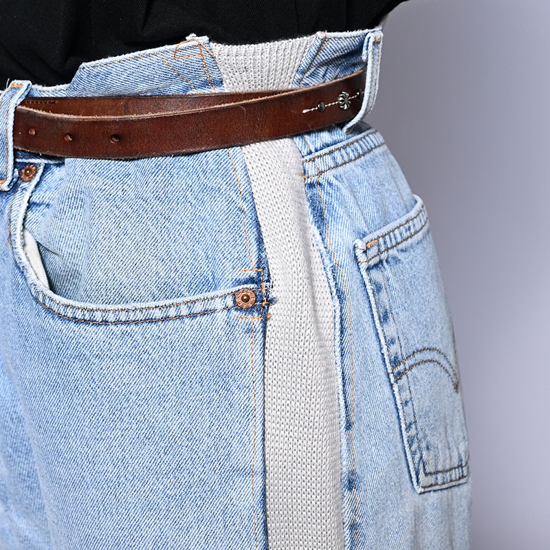 KNIT DOCKING DENIM PANTS -E-