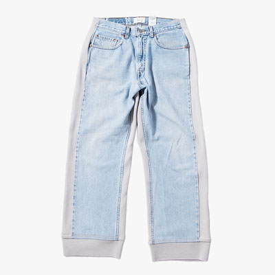 KNIT DOCKING DENIM PANTS -E-