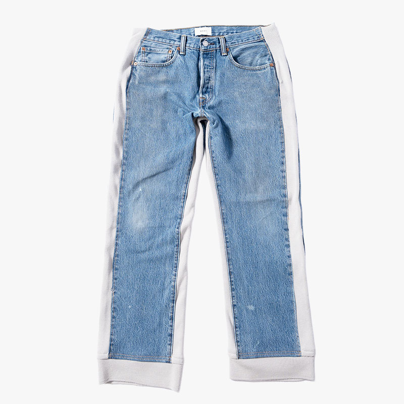 KNIT DOCKING DENIM PANTS -F-