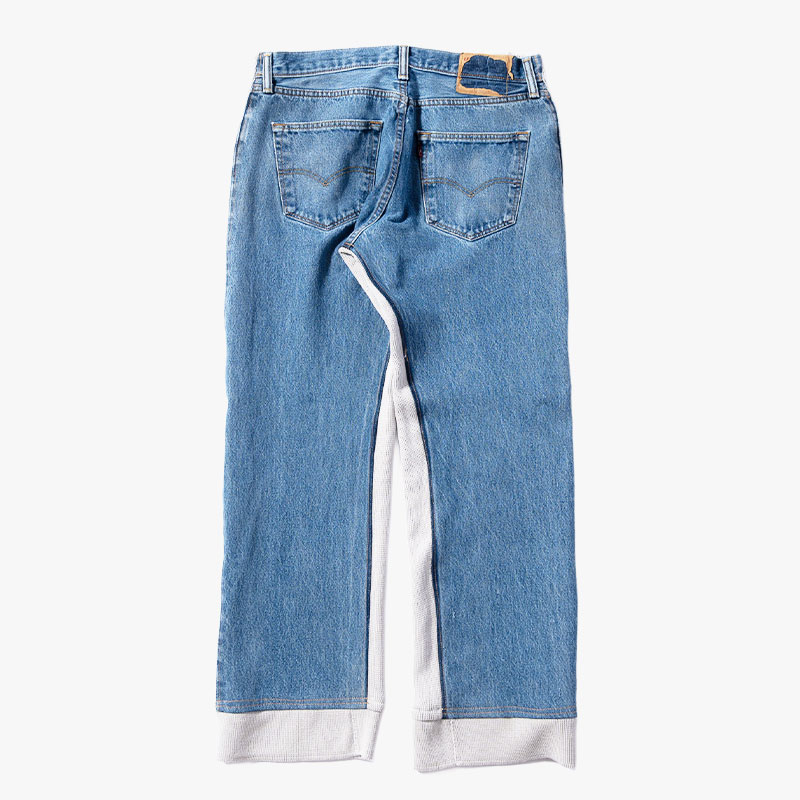 KNIT DOCKING DENIM PANTS -F-