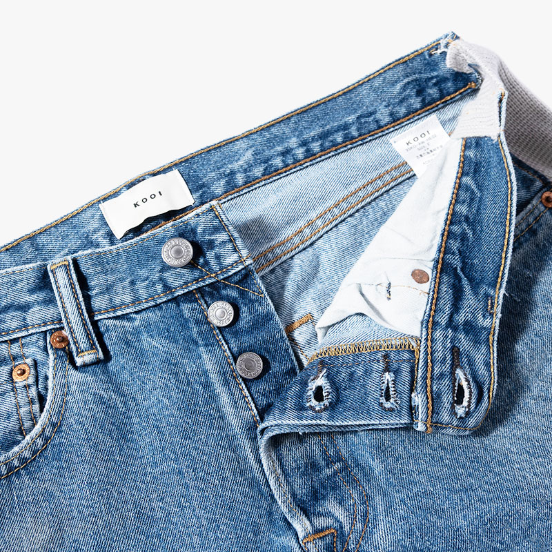 KNIT DOCKING DENIM PANTS -F-